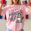 Comfort Colors® Red White And Feral T-Shirt, Patriotic Raccoon Shirt, Funny American Hot Dog Tee, 4th of July Shirt, Independence Day Shirt