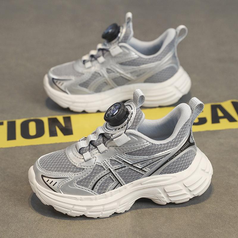 

Children s trend sneakers 2025 spring new boys mesh dad shoes girls running shoes rotating buttons 30