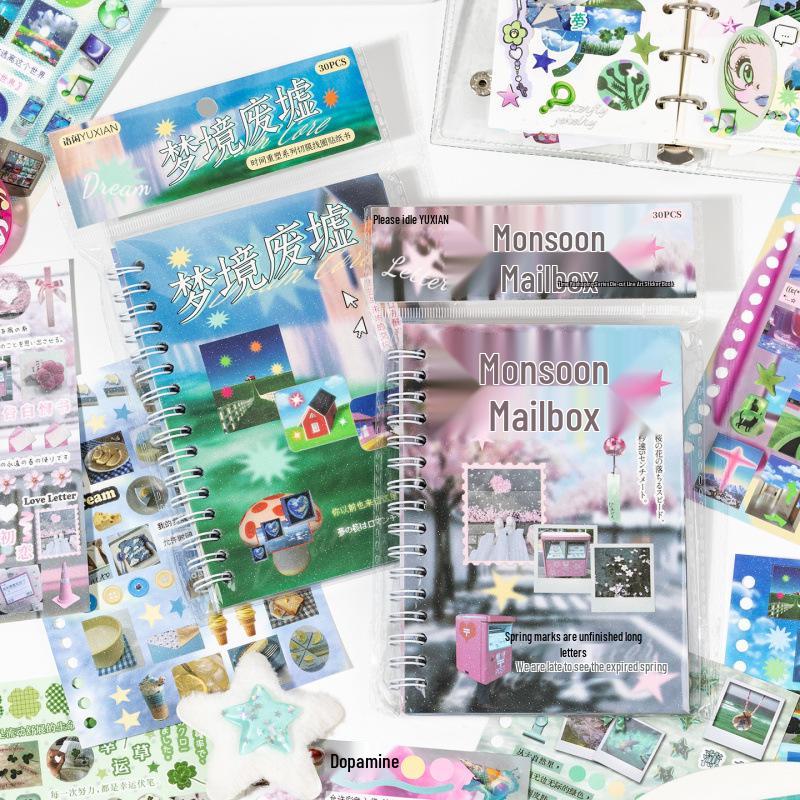 Yuxian Dreamcore Spulenaufkleber Tagebuch: Zeitumformungs-Collage & Dekoration