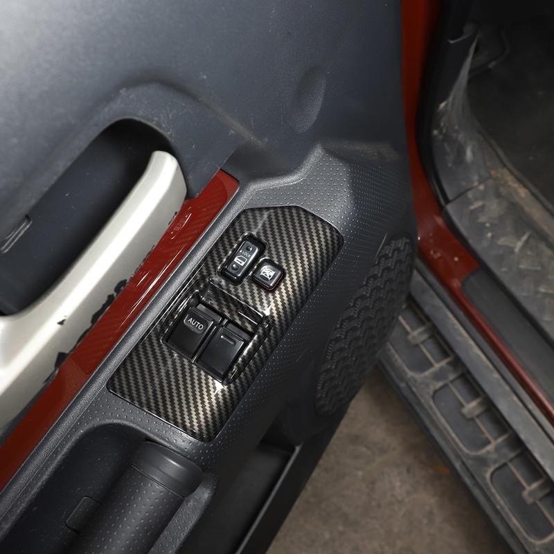 For Toyota FJ Cruiser 2007-2026 ABS Carbon Fiber/Red Car Glass Lift Button Decorative Frame Sticker Car Interior Accessories