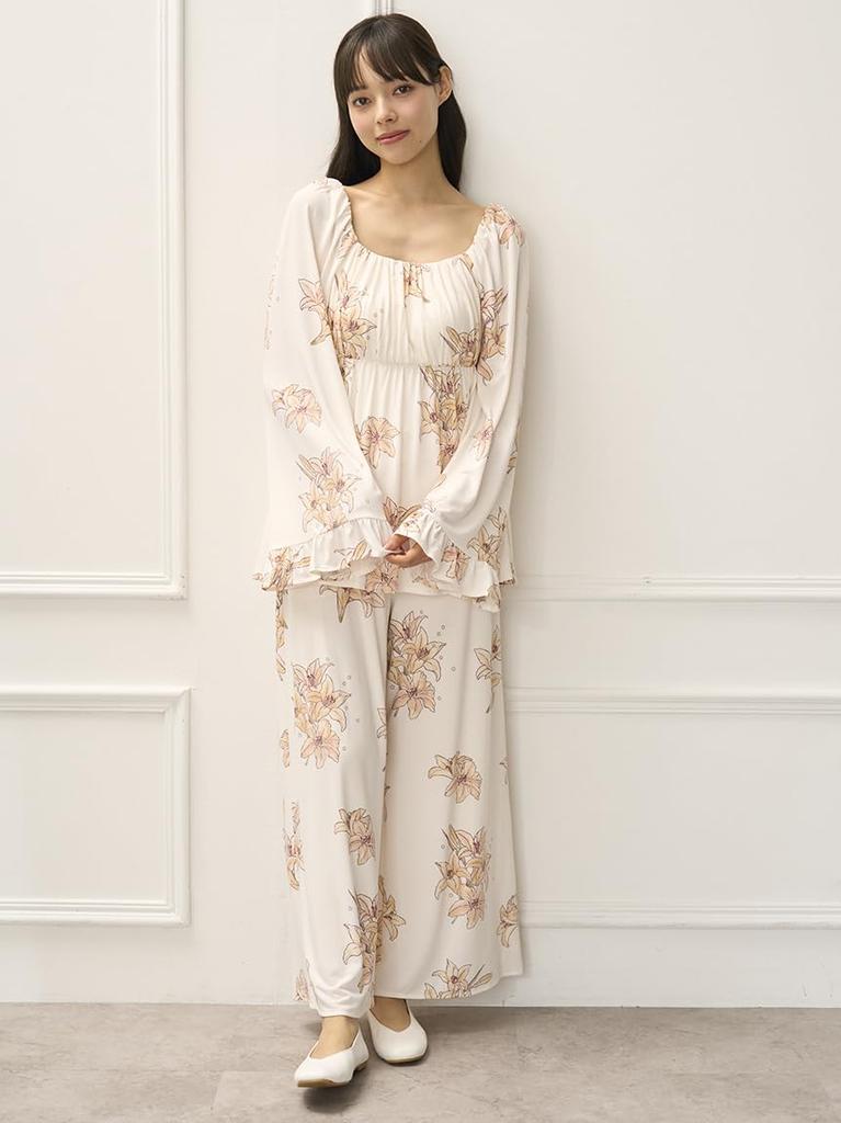 Gelato Pique MUCHA Lilien-Print Lange Hose PWCP254334CORALF