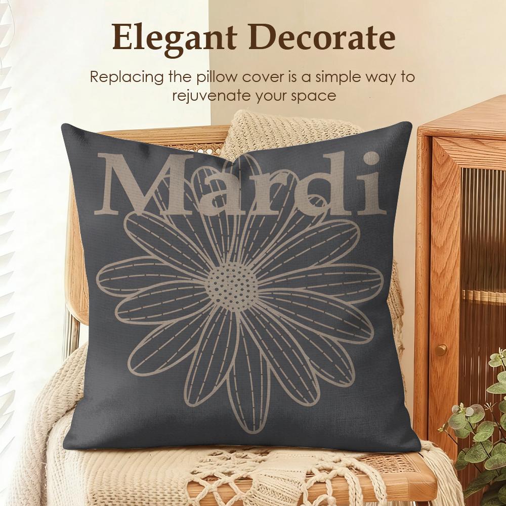 Fashion M-Mardi Cushion Cover Natural Linen Organic Fabric Double-Sided Printing Sofa Home Decor Gift Pillow Case