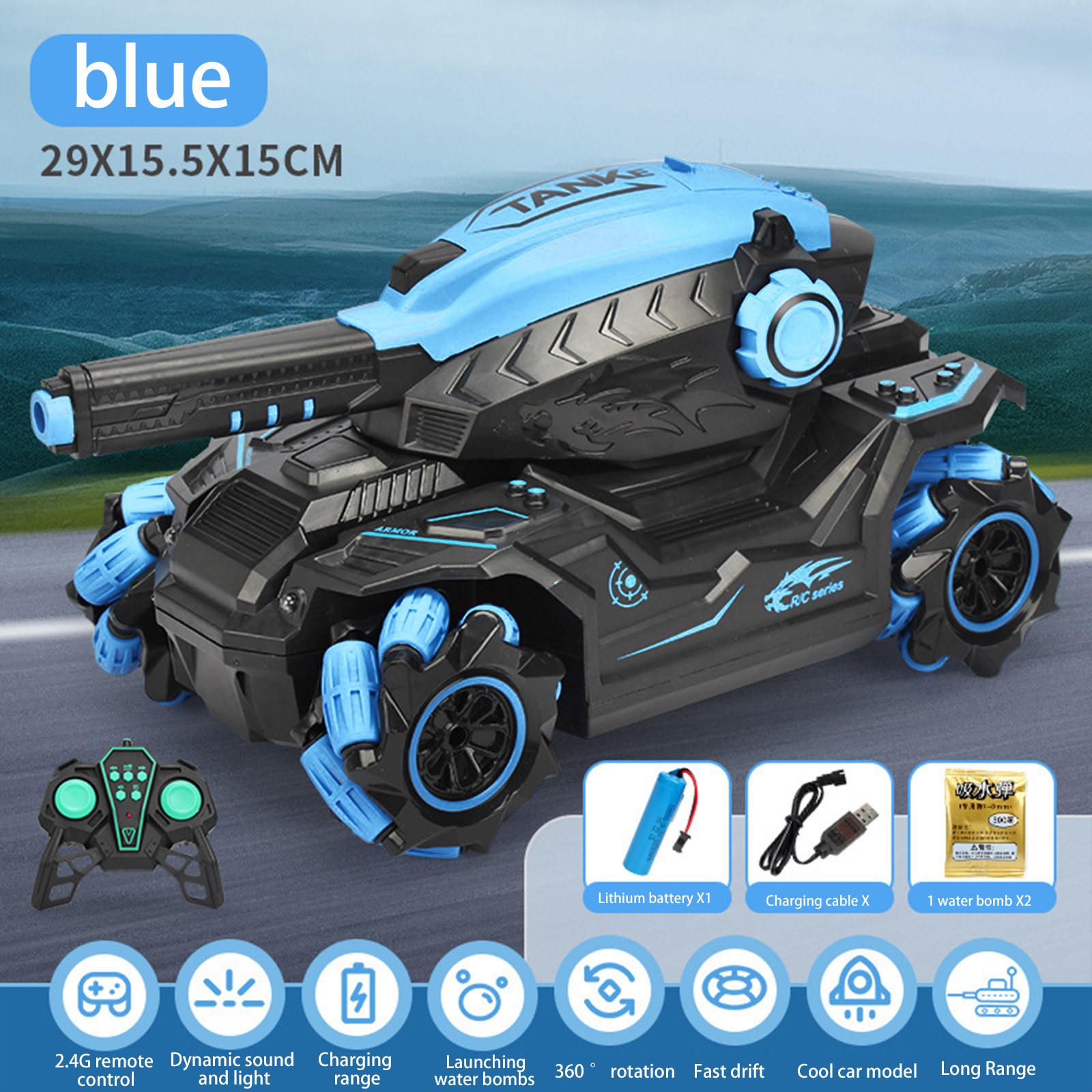 

2.4G Электрический пульт дистанционного управления Водяные бомбы Цистерна | Игрушечный автомобиль с вращением на 360 градусов, подарок на день рождения для детей One Size синий
