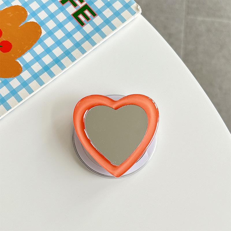 Solid Color Love Mirror Mobile Phone Holder Airbag Telescopic Folding Magnetic Suction Lazy Desktop Support Ring