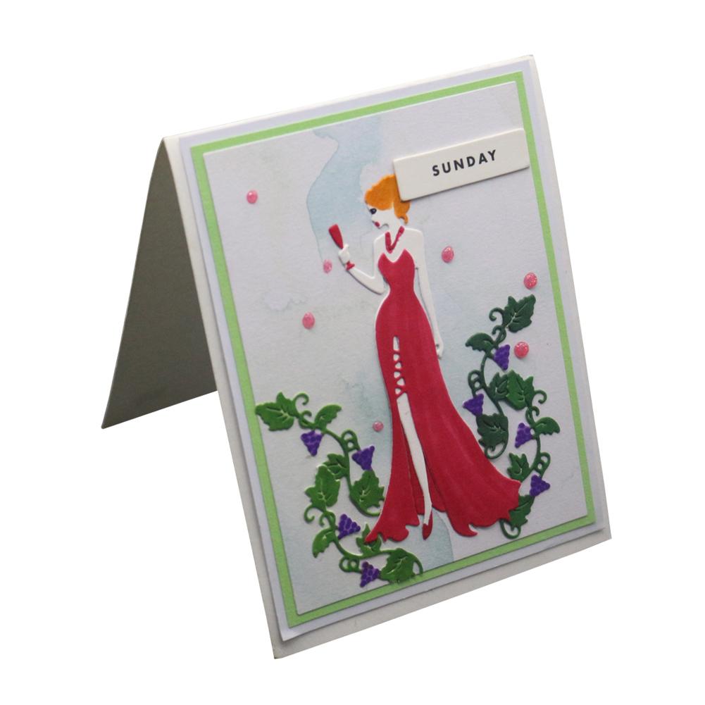 Ladies Drinking Frame Metal Silvery Stencil Embossing Cutting Dies For Diy Scrapbooking Paper Album Cards Making