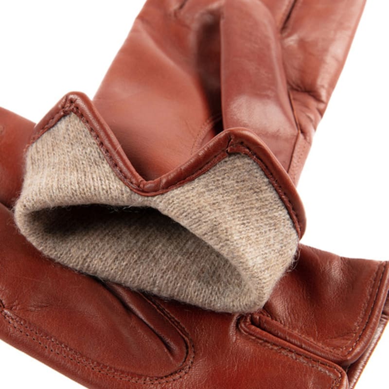 MANI CALDE Nappa Leather Gloves For Women_Cognac
