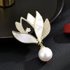 New Luxury  Fritillaria Purple Flower Brooch Exquisite Tassel Imitation Pearl Zircon Flower Pin Women  Accessories