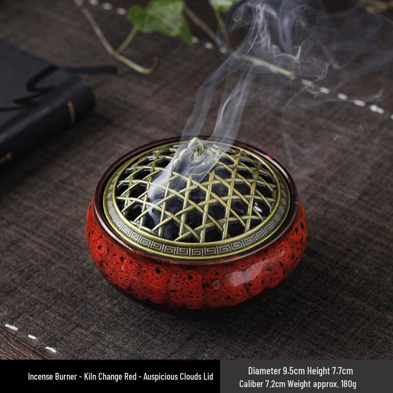 Jingdezhen Celadon Ceramic Three-Legged Small Incense Burner with Ice Crack Glaze and Anti-Scald Lid.