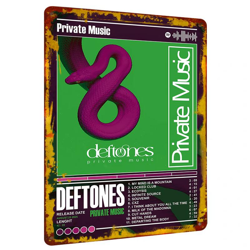 

Deftones Private Music Album Cover Metal Tin Sign Wall Art Decor for Music Fans Home Bar Decorations 20x30cm（7.8x11.8inch）