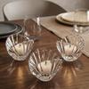 Shell Shape Glass Candle Holders with Clear Fluted Texture, Decorative Table Decors Candlestick Display for Desk, Side Table, Shelf, Bedroom, and
