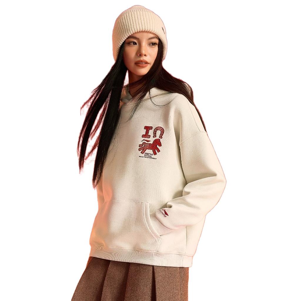 Li Ning Sports Lifestyle Series Cny Prosperity Year Limited Fashion Versatile Hooded Letter Embroidery Couple Casual Sweatshirt AWDW365-3
