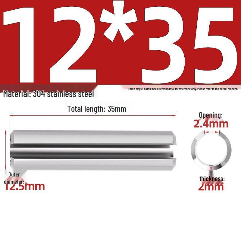 304 Stainless Steel Slotted Spring Pin, Cylindrical Shaft Pin, Locating and Hollow Pin (M5-M12)