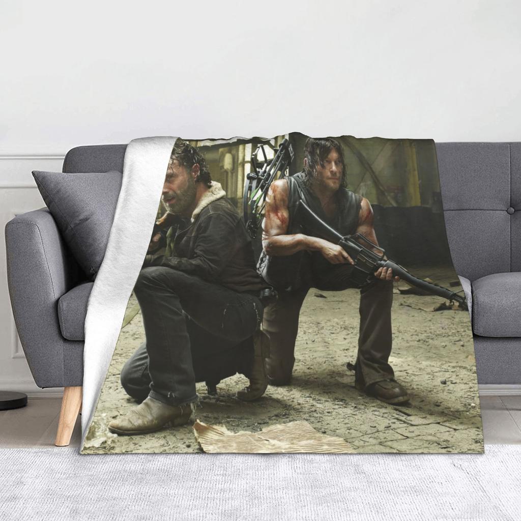 The Walking Dead Horror Movie Blanket Fleece Rick Grimes Daryl Dixon Carl Comic Warm Throw Blanket for Bedding Couch Bed Rug
