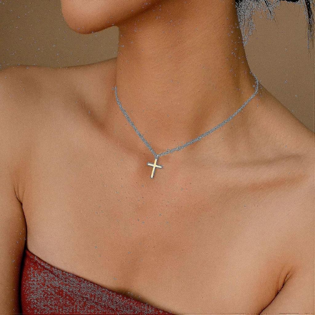 Women's Cross Necklace, Chain Necklace Exquisite Layered Gold Cross Pendant Necklace Simple Cute Women's Necklace Go