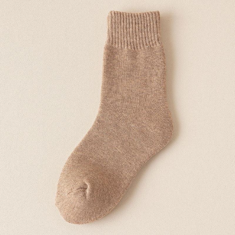 Women's Autumn and Winter Fleece Mid-calf Socks In Solid Color, Thickened Loops, Warm Towels, Sweat-absorbing Long Calf Socks