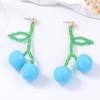   sweet cute little fresh handmade beaded cherry earrings summer bohemian fruit pendant earrings women