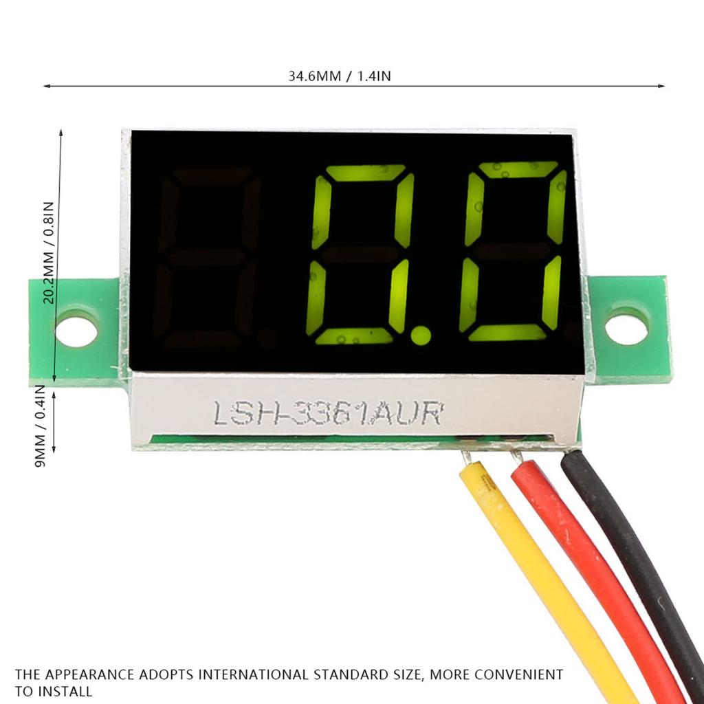 5 pezzi 3 Colori 0,36 Pollici Display Digitale Voltmetro CC Tre Fili LED Voltmetro Monitor di Tensione