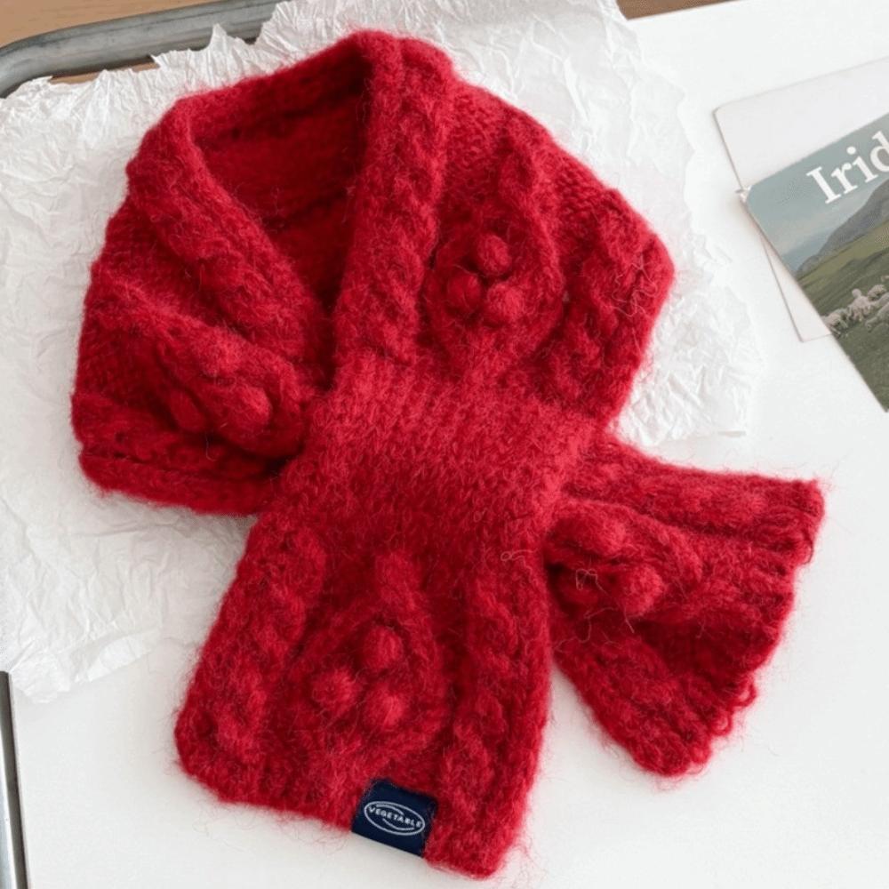 Knitted Yarn Knitted Scarf Textured Pattern Neck Warmer New Short Scarf Daily Outfits