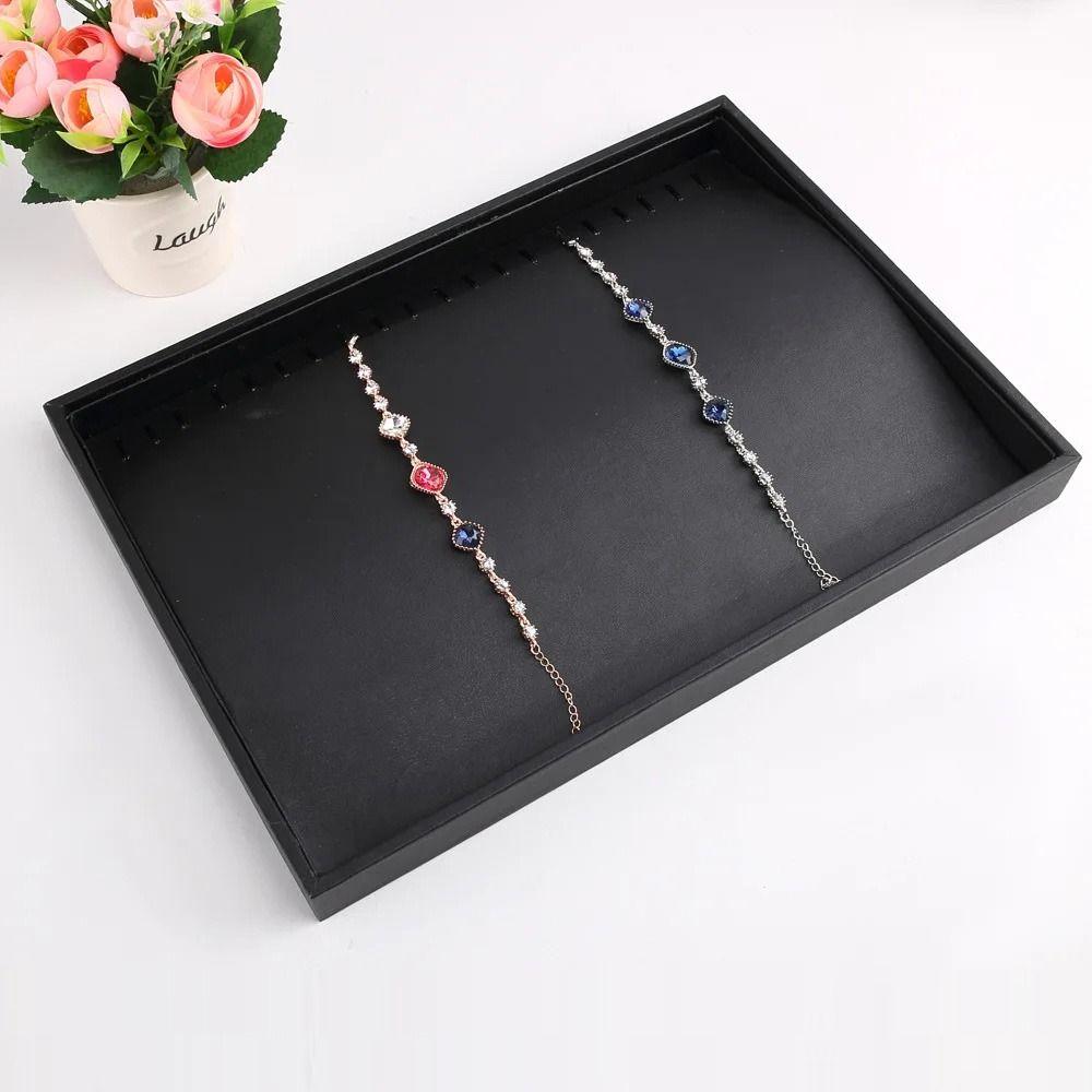 Multi Compartments PU Leather Jewelry Pallet Stackable Jewelry Drawer Inserts  Necklaces