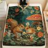 Mushroom Squirrel  Print Flannel Blanket, High Quality Comfortable for All Seasons, Home Decor, Warmth and Comfort
