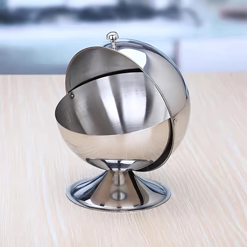 1PC Stainless Steel Spherical Sugar Bowl Stainless Steel Storage Tank 16x13.5cm