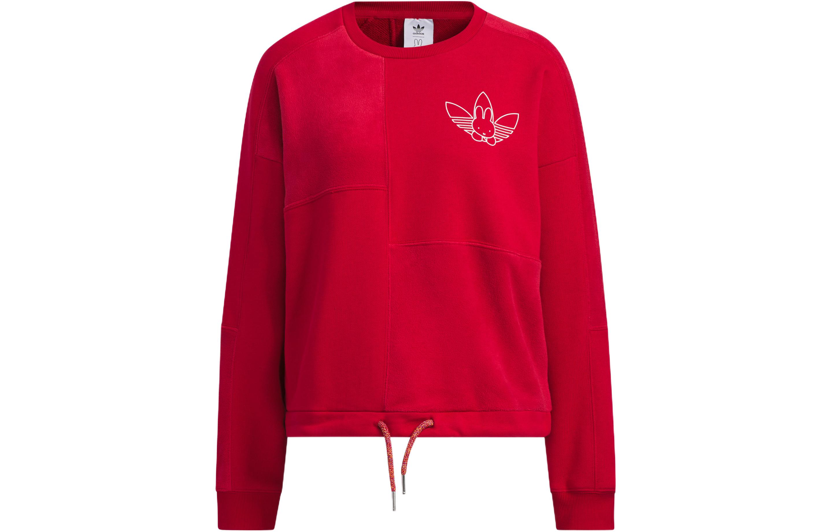 Adidas Originals Sweatshirts Women s Victory Red Crew Neck Moderate Regular HY7264 XS