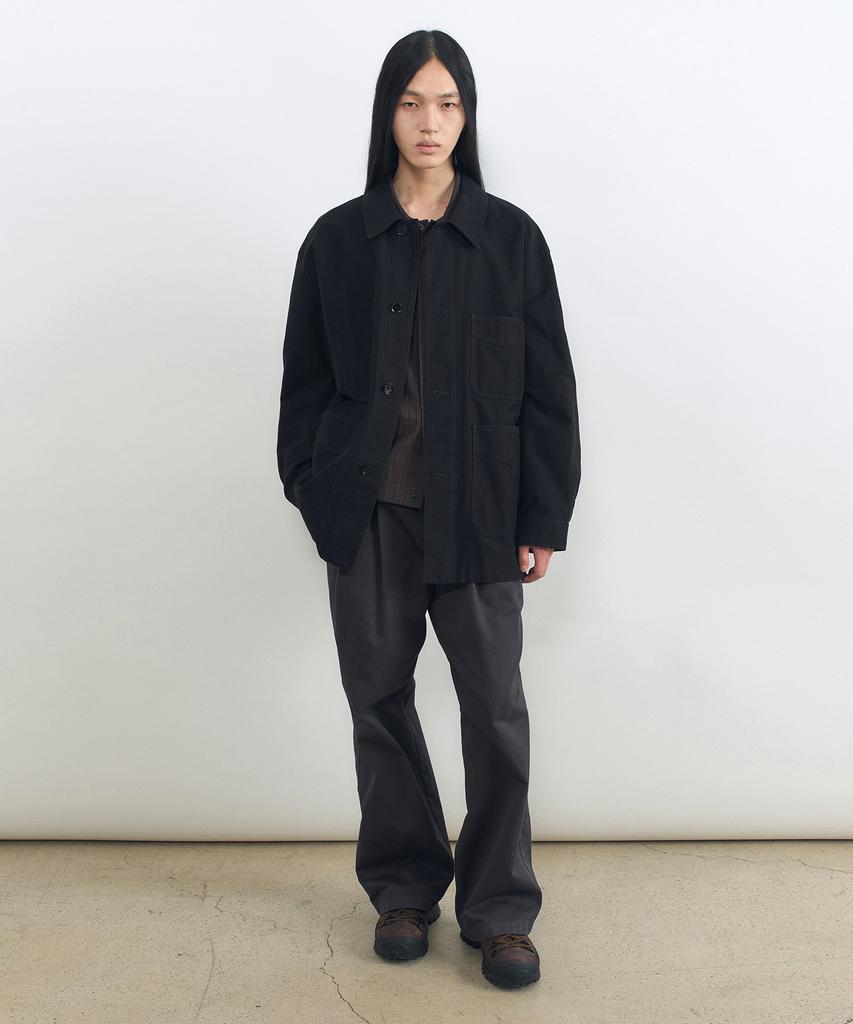 INSILENCE Garment Dyed Double-Pleat Wide Pants Dark Grey