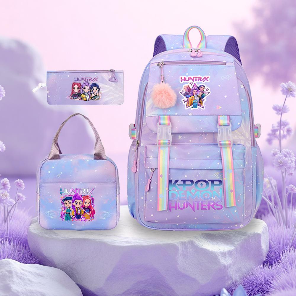 K-Pop Witch Hunters Cartoon Printed Student Pencil Bag Lunch Bag Three-Piece Backpack