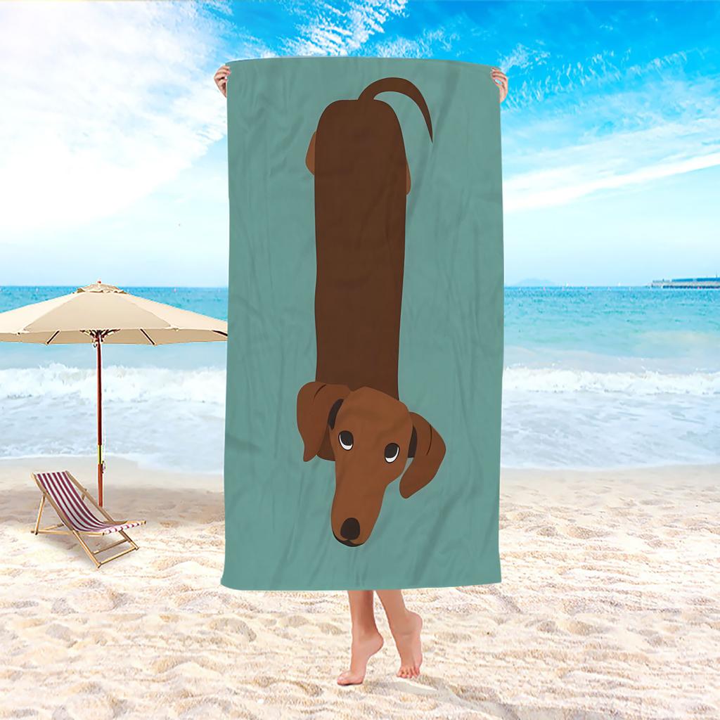 Dackelwelpen-Design Strandtuch, Weiche Mikrofaser Schnelltrocknend Leicht Handwäsche für Camping Strand Schwimmen Geburtstagsgeschenk