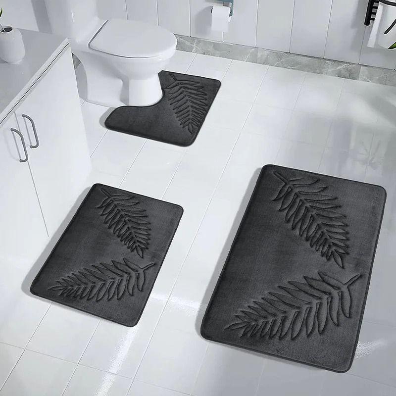 Non Slip Bath Mat Soft Black Memory Foam Bath Mat Water Absorbent Washable Rugs for for Bathroom Bedroom Bath Mat Dark Dlue