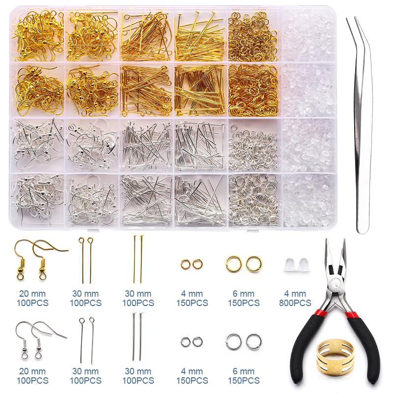 Jewelry Making Supplies Set Head Pins Lobster Clasps Chains Jump Rings Earrings Clasps Hooks for DIY Jewelry Making Accessories