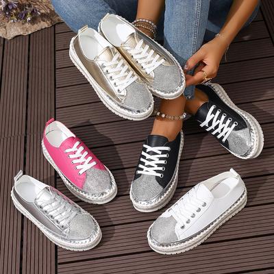 Moda 2024 Nowe Damskie Obuwie Codzienne Moda Kryształki Platforma Wsuwane Damskie Luksusowe Wygodne Trampki Damskie Zapatos De Mujer
