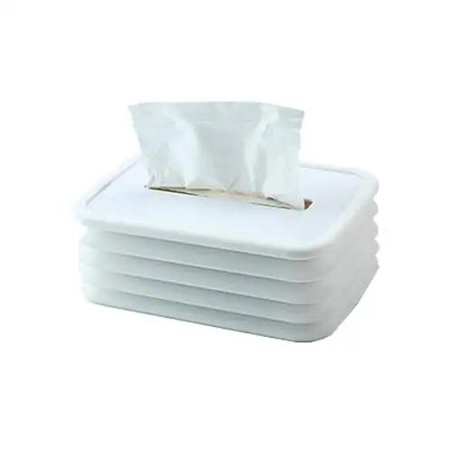 Silicone Foldable Tissue Box Cover, Tissue Holder Dispenser For Facial Tissue, Tissue Holder For Home Office Countertops