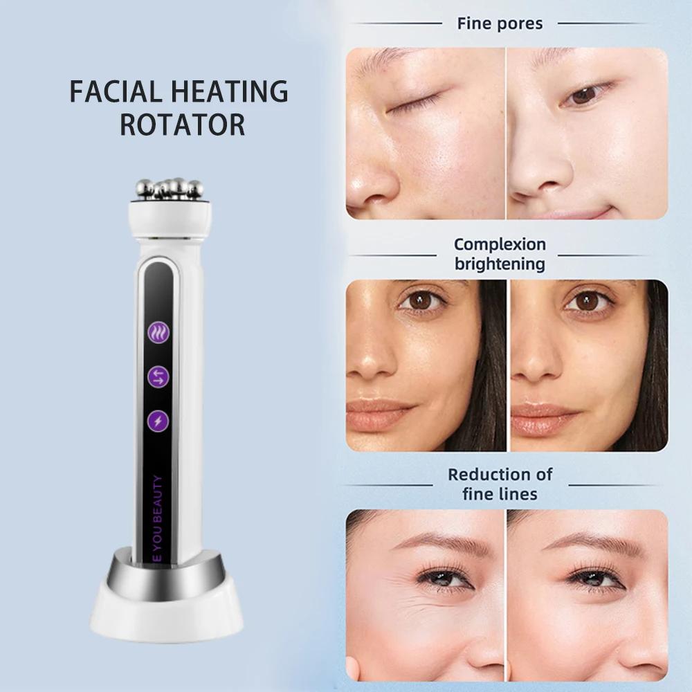 3-IN-1 RF Heating EMS Facial 360° Roller Massager for FIne Lines Lifting Skin Rejuvenation Skin Firm Microcurrent Beauty Machine