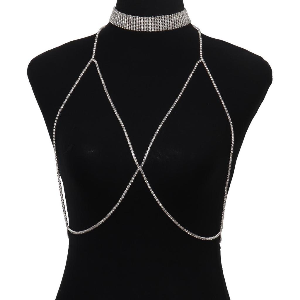 European & American Rhinestone Choker Beach Claw Chain Bikini