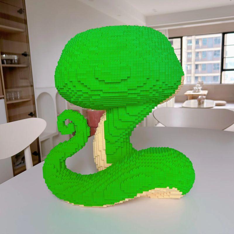 New Snake Year New Super Large Green Snake Building Blocks Assembly Toy Puzzle Pendant Puzzle Toy Children'S Gift