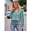 Spring and Autumn Women's Blouse Jacquard Shirt V-neck Loose Long-sleeved Tops