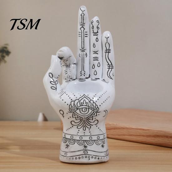 Spooky Halloween Table Decor Palmistry Hand Incense Holder, Resin Statue, Decorative Gothic Home Ornament Stick Ancient Mystical Palm Sculpture