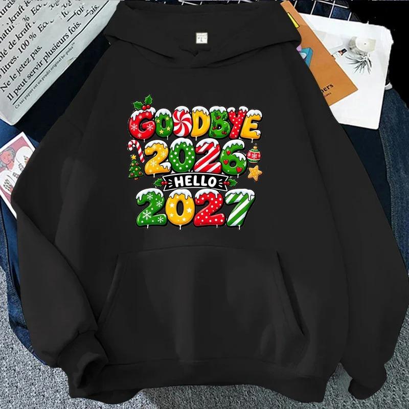 Goodbye 2026 Hello 2027 Christmas Hoodie New Year Sweatshirt Holiday Pullover Tracksuits Hooded Sweatshirt