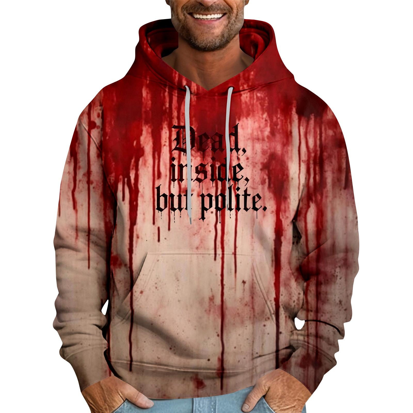 

Мужская толстовка с капюшоном свободного кроя с принтом «Кровавый Хэллоуин» XXL