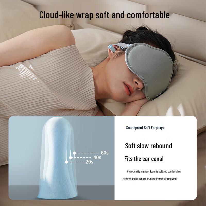 Blackout Sleep Eye Mask with Integrated Earplugs