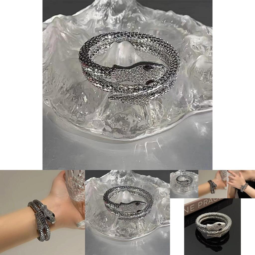 Exquisite Snake-shaped Alloy Zircon Women's Bracelet Stylish And Punk Chic