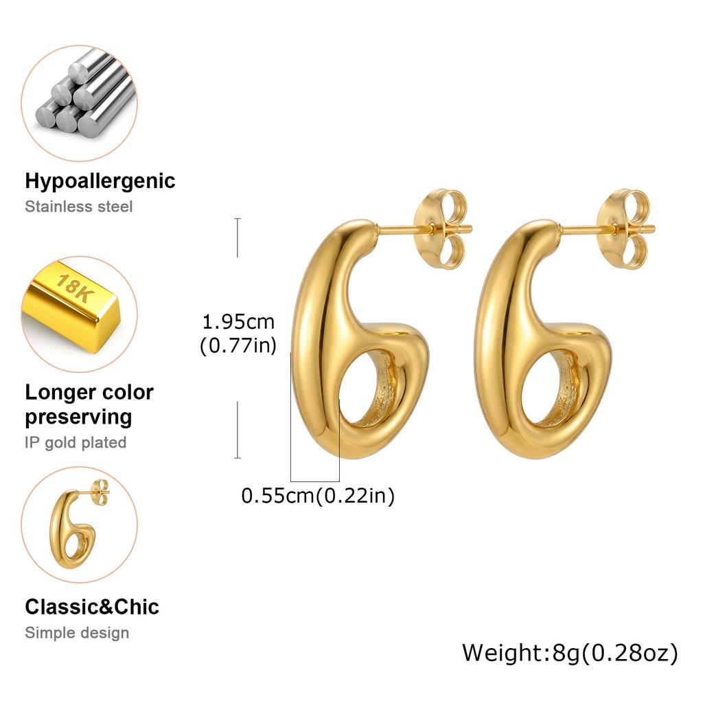 Classic Dangle Earrings for Women Trendy Stainless Steel Gold Plated Earrings Waterproof Dainty Jewelry Gift