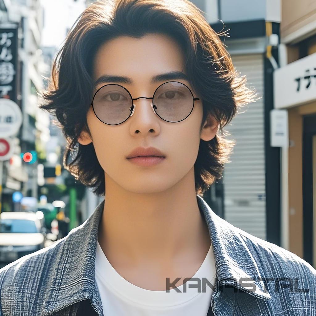Blue Light Cut Photochromic UV400 UV Computer Color Discoloration Fashion [KANASTAL] Glasses, Round, Protection, Protection, Lightweight, Glasses,