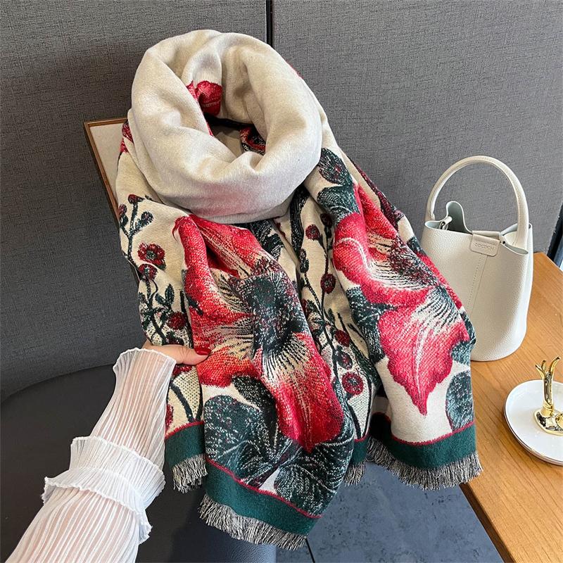 Autumn and Winter Travel Warm Cashmere Shawl Scarf Fashion Women Luxury Print Pashmina Blanket Wraps Female Poncho Bufanda