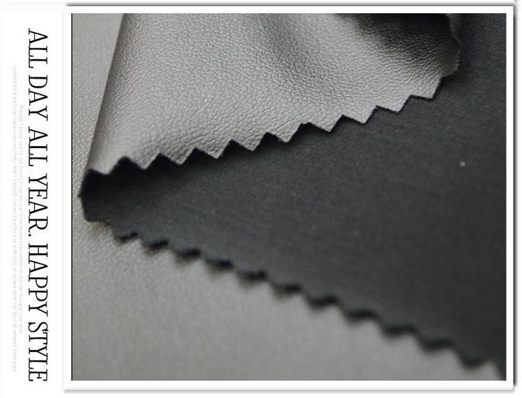 Imitación Cuero PU Tejido de Punto Elástico para Leggings Laminados de Seda de Leche