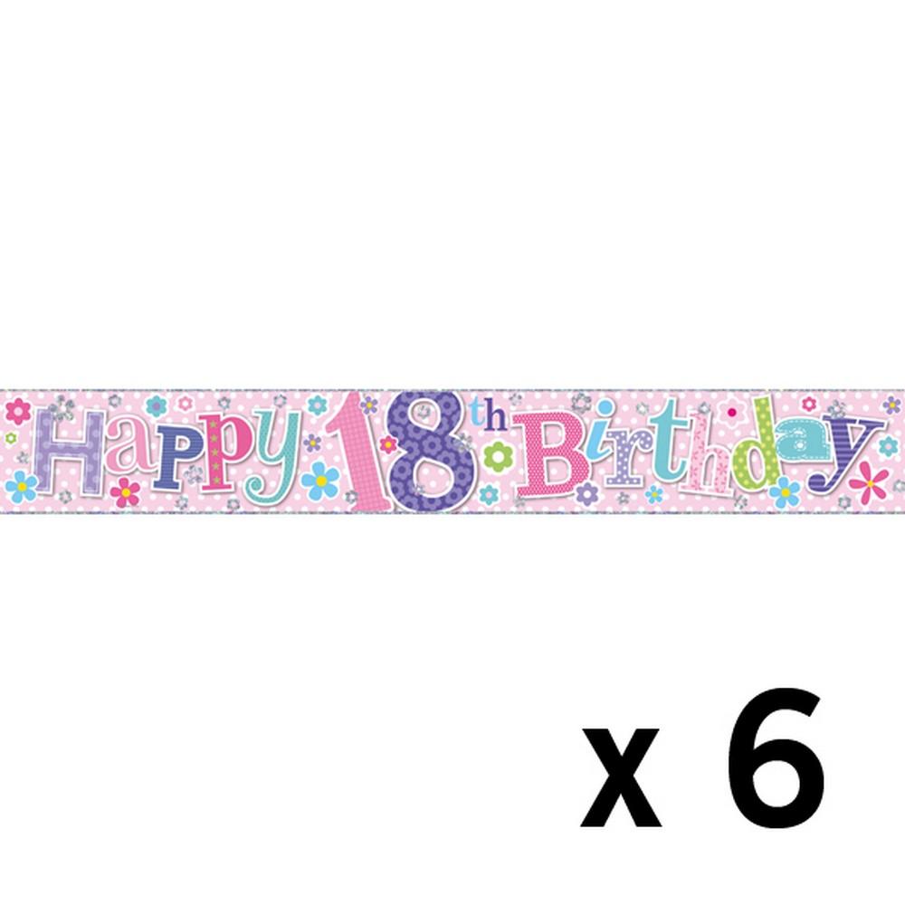 Simon Elvin Foil Banner 18th Birthday (6 Pack)