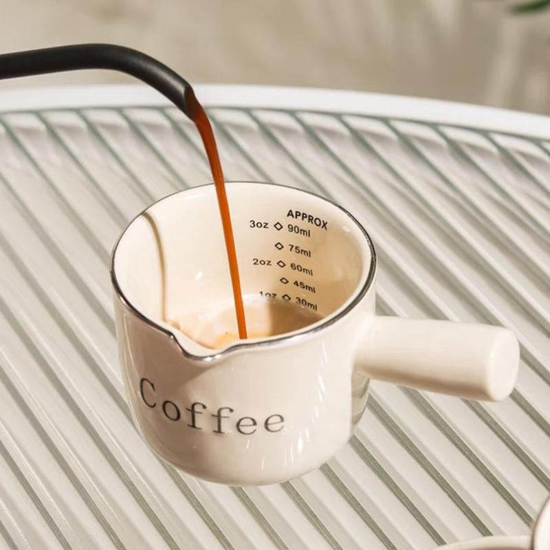 Keramik Espresso Kaffee Messbecher Mit Skala Extraktionsbecher Milchbecher Milchkännchen Mit Henkel Latte Mischbecher Skala Messbecher