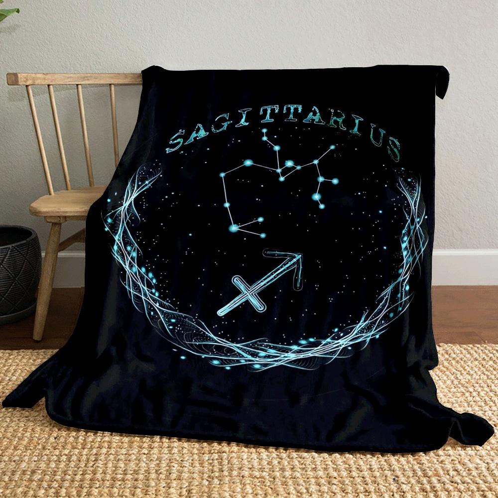 Sagittarius zodiac sign with a constellation and glowing arrows design. for all seasons blanket lunch break throw gift