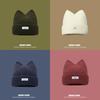 Knitted Cat Ear Letter Beanie Hat For Women Winter Warmth Casual Style